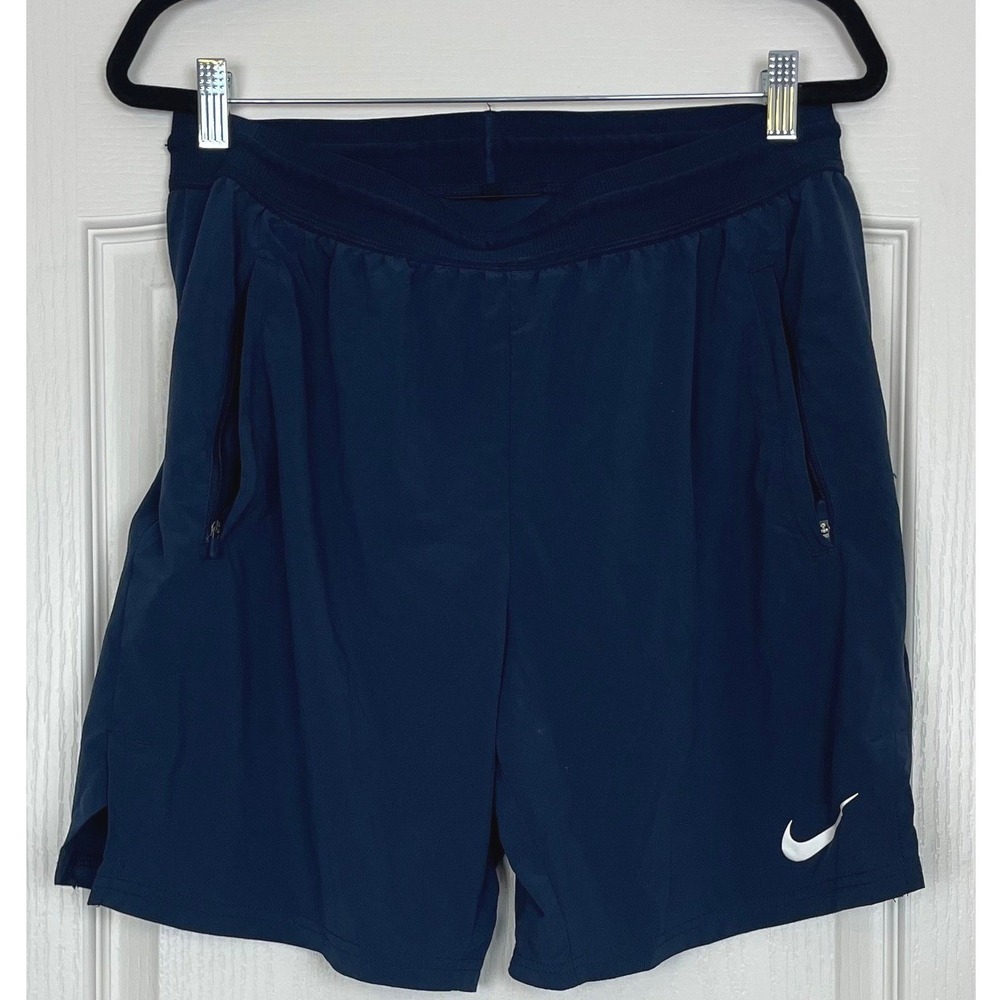 Nike Dri-FIT Mens Navy Blue Training Shorts Large Zipper Pockets Athletic Gym